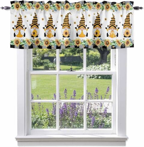 Easter Window Valance,Bunny Butt Eggs Farm Truck Valances for Kitchen Windows,Spring Grass Rabbit Rod Pocket Valance Curtain,Retro Wood Plank Short Curtains Window Treatment for Bedroom 42x12in in Kuwait