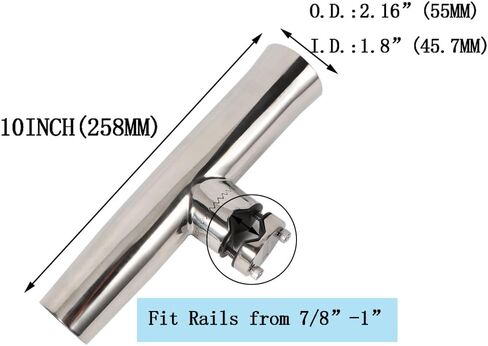 Stainless Tournament Style Clamp on Fishing Rod Holder for Rails 1-1/4" to 2" in Kuwait