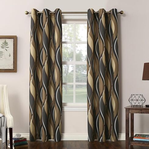 No. 918 Intersect 2-Pack Ogee Print Semi-Sheer Grommet Curtain Panel Pair in Kuwait