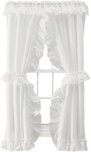 Ellis Curtain Stacey Sheer 56-by-24 Inch Tailored Tier Pair Curtains, White, 56x24 in Kuwait