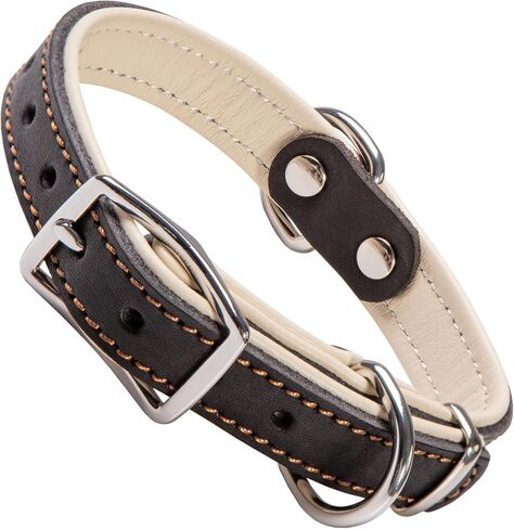 ADITYNA Heavy-Duty Pink Leather Dog Collar for Medium Dogs - Lined with Soft Leather - Girl Dog Collar for Walking, Training, and Hiking in Kuwait