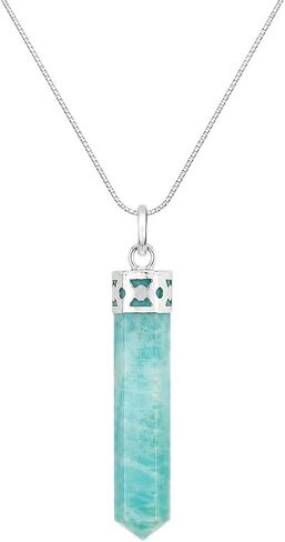 Wholesalegemshop GEMSCITE كريستال شفاء قلادة قلادة - حماية منظف الطاقة السلبية الإجهاد الطبيعي - حجر أصيل على الفضة مطلي 18 "سلسلة شقرا شفاء سحر in Kuwait