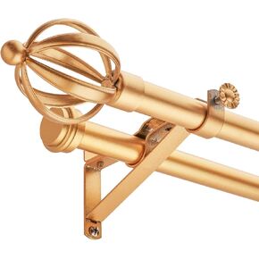 Double Curtain Rods, Window Treatment Telescoping Double Curtain Rod Set, 3/4-Inch Diameter, Adjustable Curtain Rod Adjusts from 66 to 120 Inches, Black in Kuwait