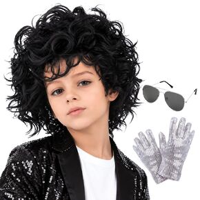 80s Light Blonde Mullet Wigs for Men with Sunglasses and Cross Necklace Retro 80s Fashion Heavy Metal Rock-Rocker Hairstyle Wigs Perfect for Themed Party Role-Playing Halloween, Cosplay, and Costume in Kuwait