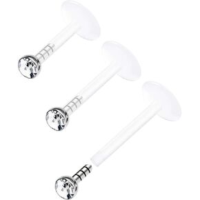 Acrylic Push In Lip Rings 16 gauge 1/4 6mm 2mm Crystal Vertical Labret Earrings Labret Nose Piercing Jewelry See More Colors in Kuwait