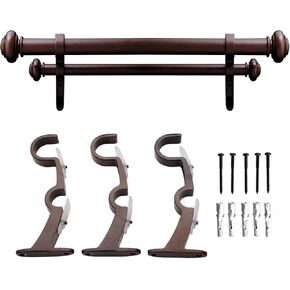 Deco Window 1 Pc 36"-66" Extendable Double Curtain Rod with Brackets for Door & Windows Adjustable Length Heavy Duty Iron Dual Telescopic Drapery Pole with round Finials (19mm Diameter, Charcoal) in Kuwait