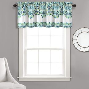 Lush Decor Clara Valance Paisley Damask Print Bohemian Style Single Curtain, 18" x 52", Turquoise and Tangerine in Kuwait