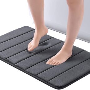 ROSMARUS Memory Foam Bath Mat 17" x 24", Water Absorbent Shower Mat, Thick Bath Rugs for Bathroom Non Slip with PVC Backing, Ultra Soft Bathroom Rugs for Bathroom Floor & Tub, Aqua Blue in Kuwait
