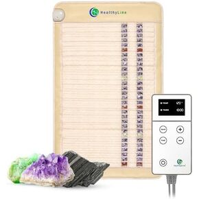 HealthyLine SOFT Far Infrared Heating Pad - Natural Crystal Gemstones Mat for Back Pain - Electric Auto Shut Off - Rejuvenating Negative Ions Therapy - 40" x 24" in Kuwait