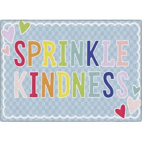 Flagship Carpets Schoolgirl Style Blue with Rainbow Hearts Border Educational Area Rug for Kids Room Seating Décor, Children's Classroom, Play Carpet for Teaching and Playroom, 7'6" x 12', Blue in Kuwait