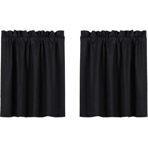 Valea Home Blackout Tiers Curtain for Small Window Rod Pocket Kitchen Curtains Room Darkening Short Curtains for Bedroom, Navy Blue, 30 inch x 45 inch, 2 Panels in Kuwait