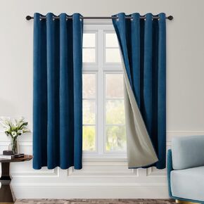 HOMEIDEAS Blush Pink 100% Blackout Velvet Curtains, Pink Blackout Curtains for Bedroom, 52 X 63 Inch Room Darkening Curtains Thermal Insulated Grommet Window Drapes for Living Room, 2 Panels in Kuwait