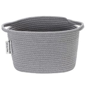 Sea Team Oval Cotton Rope Woven Storage Basket with Handles, Diaper Caddy, Nursery Nappies Organizer, Baby Shower Basket for Kid's Room, 14.2 x 9 x 11.4 Inches (Medium Size, Blue) in Kuwait