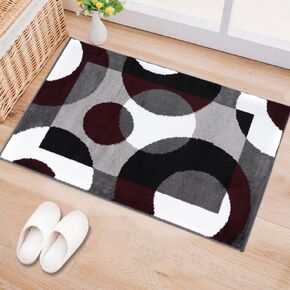 Rugshop Modern Circles Carpet Easy Maintenance for Home Office,Living Room,Bedroom,Kitchen Soft Runner Rug 2' x 7'2" Burgundy in Kuwait