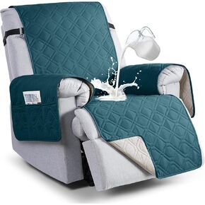 VANSOFY 100% Waterproof Recliner Chair Covers, Recliner Cover Non-Slip Dog Chair Cover Furniture Protector Washable Slipcover with Pocket, Elastic Straps for Pets, Dogs(Peacock Blue, 23.6") in Kuwait