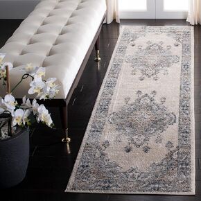 سجادة SAFAVIEH Oregon Collection Runner - 2'2" x 6'، بيج ورمادي، تصميم شرقي متعثر، لا يتساقط ويسهل العناية به، مثالي للمناطق ذات حركة المرور العالية في غرفة المعيشة وغرفة النوم (ORE898B) in Kuwait