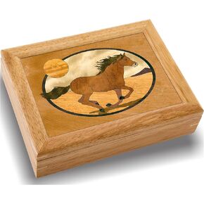 Horse Wood Art Trinket Jewelry Box & Gift - Handmade USA - Unmatched Quality - Unique, No Two are the Same - Original Work of Wood Art (#2119 Mustang 6x8x2) in Kuwait