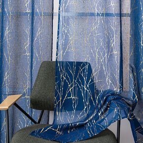 Sutuo Home Taupe Sheer Curtains 84 Inches Long 2 Panels Set, Gold Foil Print Metallic Bronzing Branch, Privacy Voile Window Treatment Decor Drape Pair for Bedroom Living Room 52" W x 84" L in Kuwait