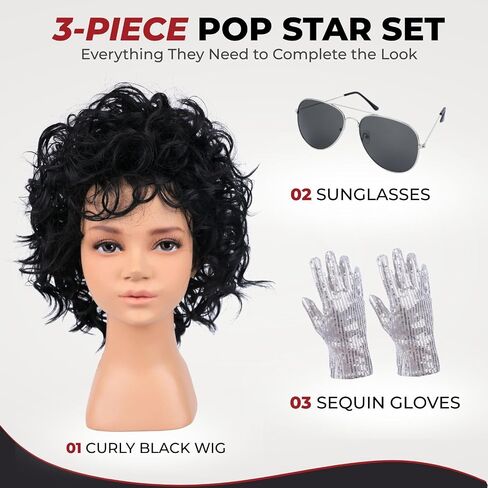 80s Light Blonde Mullet Wigs for Men with Sunglasses and Cross Necklace Retro 80s Fashion Heavy Metal Rock-Rocker Hairstyle Wigs Perfect for Themed Party Role-Playing Halloween, Cosplay, and Costume in Kuwait