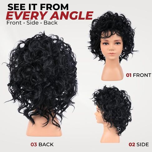 80s Light Blonde Mullet Wigs for Men with Sunglasses and Cross Necklace Retro 80s Fashion Heavy Metal Rock-Rocker Hairstyle Wigs Perfect for Themed Party Role-Playing Halloween, Cosplay, and Costume in Kuwait