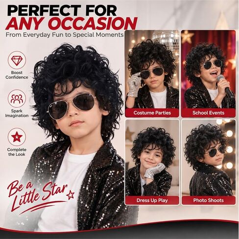 80s Light Blonde Mullet Wigs for Men with Sunglasses and Cross Necklace Retro 80s Fashion Heavy Metal Rock-Rocker Hairstyle Wigs Perfect for Themed Party Role-Playing Halloween, Cosplay, and Costume in Kuwait
