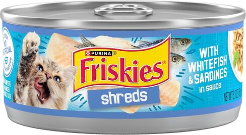 Friskies Wet Cat Food, Savory Shreds With Whitefish and Sardines In Sauce, 5.5 Oz Can (Pack of 1) in Kuwait