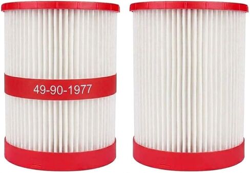 Fette Filter - 49901977 Large Wet/Dry Vacuum HEPA Filter Compatible with Milwaukee M18 Fuel Wet/Dry Vacuums Models 0910-20, 0920-20, 0920-22HD, 0930-22HD, 0931-20 - Part # 49-90-1977 Pack of 2 in Kuwait