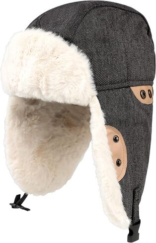 Russian Winter Hat with Ear Flaps Thick Plush Faux Fur Headband Snow Caps Trapper Hat Windproof Ushanka Hat y2k in Kuwait