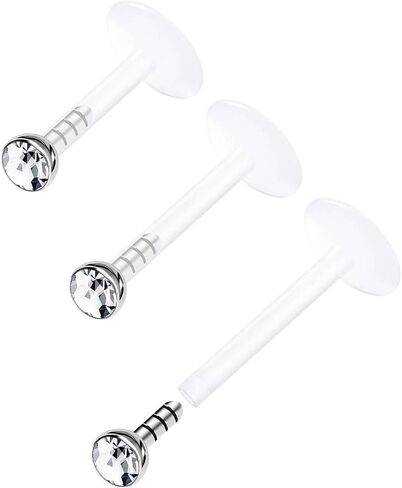 Acrylic Push In Lip Rings 16 gauge 1/4 6mm 2mm Crystal Vertical Labret Earrings Labret Nose Piercing Jewelry See More Colors in Kuwait