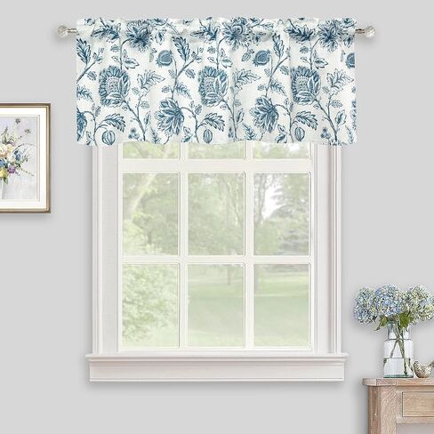 Kitchen Valance for Windows Retro Floral Printed for Living Room Bedroom Home Decor Thermal Insulated Rod Pocket Small Window Curtains Valance 52" X 14" Sage Green in Kuwait