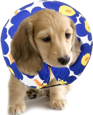 Protective Inflatable Collar for Dogs and Cats - Soft Pet Recovery Collar Does Not Block Vision, Prevents Pets from Touching Stitches, Wounds and Rashes (Floral - 3, Neck 21" - 25") in Kuwait