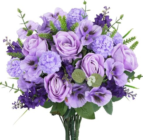 HUAESIN Artificial Flowers Valentine's Day Decorations Fake Spring Flowers Artificial Rose Carnation Bouquets Indoor Silk Floral Arrangements for Home Table Anniversary Wedding Decorations Outdoor in Kuwait