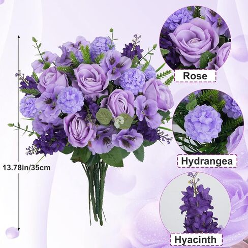 HUAESIN Artificial Flowers Valentine's Day Decorations Fake Spring Flowers Artificial Rose Carnation Bouquets Indoor Silk Floral Arrangements for Home Table Anniversary Wedding Decorations Outdoor in Kuwait