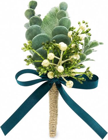 ChezMax Rose Boutonniere زهرة صناعية مصنوعة يدويًا مع مشبك وشريط 4 قطع لحفلات الزفاف والعروس وحفلات التخرج in Kuwait