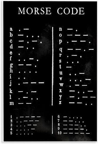 لوحة جدارية من Stupell Industries Vintage Morse Code Chart الأبجدية والأرقام، من تصميم Vision Studio، مقاس 13 × 19، أسود in Kuwait