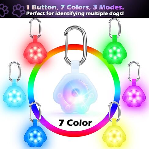 NOVKIN 2-Pack ضوء الكلب مع USB قابل لإعادة الشحن، ضوء طوق الكلب متغير اللون، IP67 مقاوم للماء LED أضواء سلامة الكلب للمشي ليلاً تعلق على الياقة أو المقود أو الحزام، ضوء أمان للجري أو التخييم أو الدراجة in Kuwait