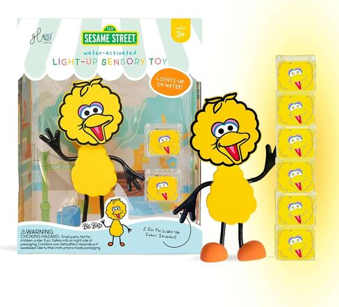 لعبة الاستحمام Glo Pals x Sesame Street Big Bird التي تعمل بالماء مع 6 مكعبات مضيئة قابلة لإعادة الاستخدام للعب الحسي in Kuwait