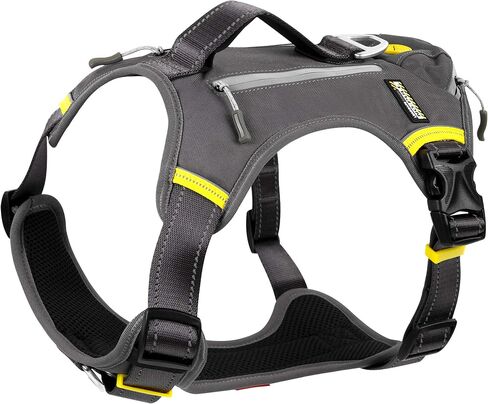 Fida Dog Harness, Multi-Functional No-Pull Pet Vest Harness with Saddle Bags Backpack, Front Leash Clip, Adjustable Soft Padded Reflective No-Choke Dog Vest Heavy Duty for X-Large Dog, XL,Black in Kuwait