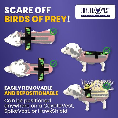 CoyoteVest Waterproof Flexible Hawk Eyes for Dog Protection | Light Weight Plastic Sheet with Double Sided Velcro | Help Prevent Attacks from Birds of Prey in Kuwait