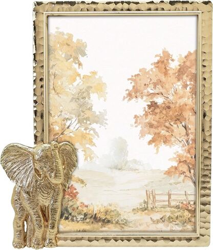GIFTY GIFTY Modern Elephant Gold Picture Frame 4x6 Picture Frame 4x6 inch Gold Frame Photo Frame for Tabletop Display Photo Frames Gold Frames Perfect for Home Decor Wedding Vacation Graduation in Kuwait