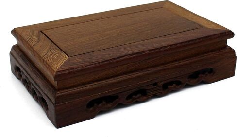 CVHOMEDECO. Primitives Rustic Rosewood Rectangle Display Stand Vase Pot Base Fishbowl Pedestal Stand. (5-3/4 Inch) in Kuwait