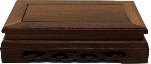 CVHOMEDECO. Primitives Rustic Rosewood Rectangle Display Stand Vase Pot Base Fishbowl Pedestal Stand. (5-3/4 Inch) in Kuwait