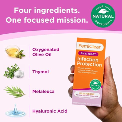 FemiClear BV & Yeast Infection Protection Vaginal Cream, Made with Natural Ingredients, Homeopathic Feminine Care in Kuwait