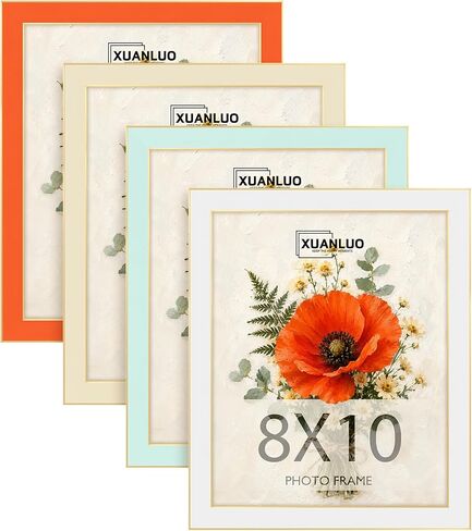 XUANLUO 8x10 Inch Picture Frames Vintage Baroque Style Gold Photo Frame with HD Glass Front Antiqued Wall Mount or Tabletop Display in Kuwait