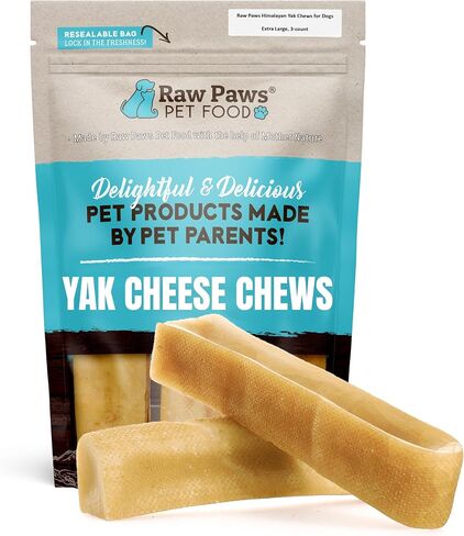 Raw Paws Himalayan Yak Chews for Dogs, Extra Large Chews (4-count) - Himalayan Cheese for Large Dogs, Yak Bones for Dogs - Yak Milk Bones for Dogs, Dog Cheese Chews Himalayan, Yak Chews for Large Dogs in Kuwait