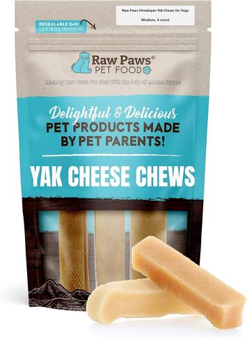Raw Paws Himalayan Yak Chews for Dogs, Medium Chews (3-Count) - Himalayan Cheese for Medium Dogs - Yak Bones for Dogs - Yak Milk Bones for Dogs - Dog Cheese Chews Himalayan -Yak Chews for Medium Dogs in Kuwait