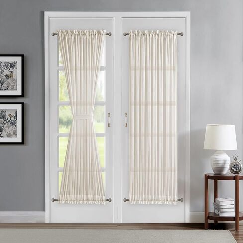 مجموعة ستائر الأبواب الفرنسية باللون الأبيض الشفاف من Warm Home Designs مكونة من قطعتين. تأتي كل ستارة لمجموعة نوافذ الباب مع رباطين خلفيين. معالجات النوافذ الجانبية مقاس 30 × 72 بوصة أو ستائر الأبواب الزجاجية. كفر وايت 30x72 in Kuwait