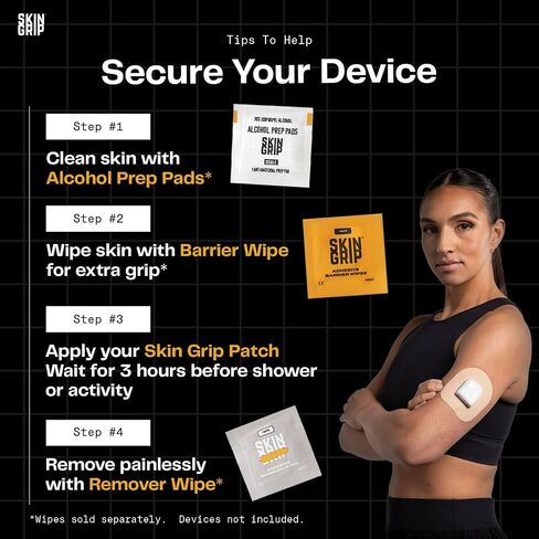 Skin Grip MAX Adhesive Patches for Freestyle Libre (10-Pack), Non-Fraying, Extreme CGM Tape, Continuous Glucose Monitor Protection(Tan) in Kuwait