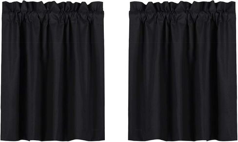 Valea Home Blackout Tiers Curtain for Small Window Rod Pocket Kitchen Curtains Room Darkening Short Curtains for Bedroom, Navy Blue, 30 inch x 45 inch, 2 Panels in Kuwait