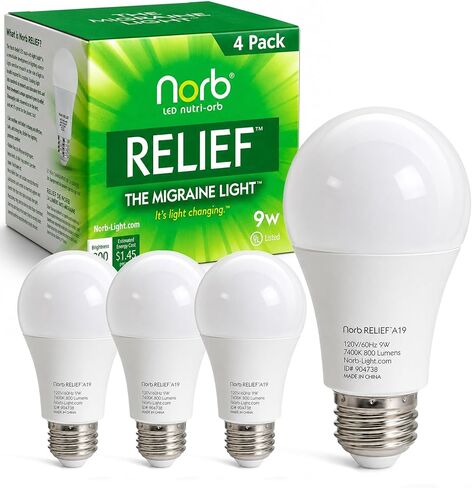 NorbRELIEF Leaf - لمبة إضاءة LED للاستحمام في الغابات الخضراء الناعمة للتأمل والاسترخاء والهدوء - قاعدة قياسية 9 وات A19 - في انتظار الحصول على براءة اختراع لتخفيف الآلام غير الدوائية in Kuwait